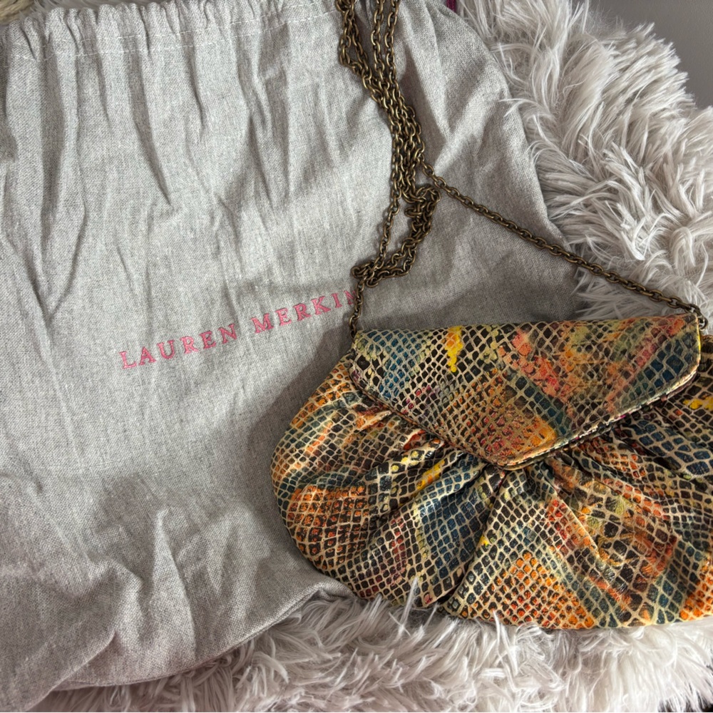 Multicolored snake skin, Laura Merkin clutch